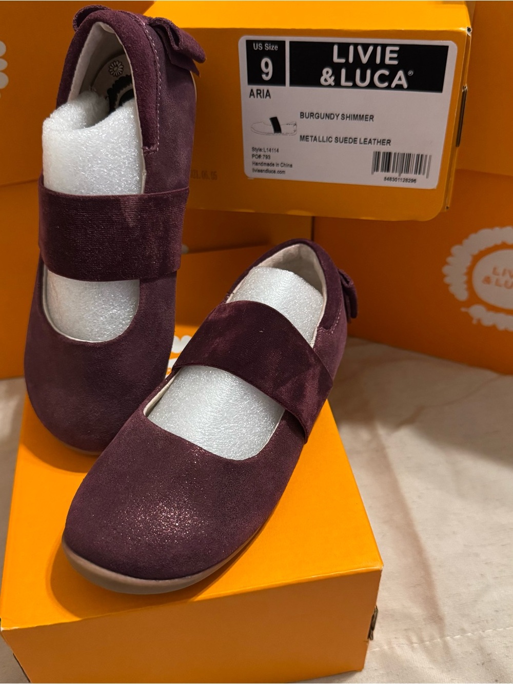 Livie & Luca Aria Ballet Flats -Burgandy Shimmer (Size 9) EUC With Box